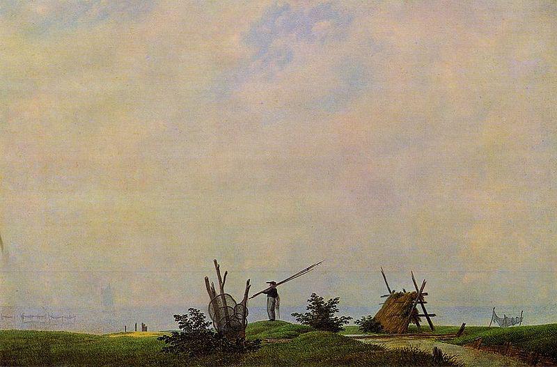 Caspar David Friedrich Meeresstrand mit Fischer oil painting image